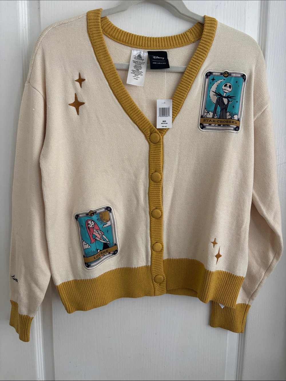 NWT Disney Cream & Mustard The Nightmare Before Christmas Cardigan Size M